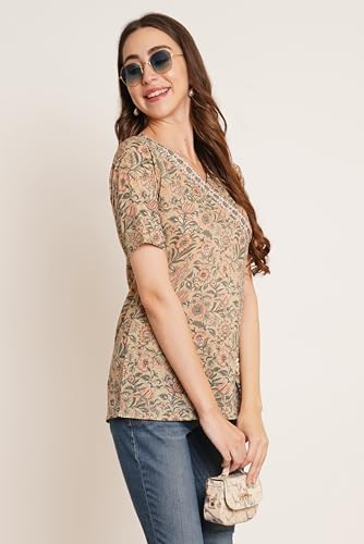 Image of COTLAND Fashions Jaipuri Cotton Angrakha Style Top for Women (Partial Open)