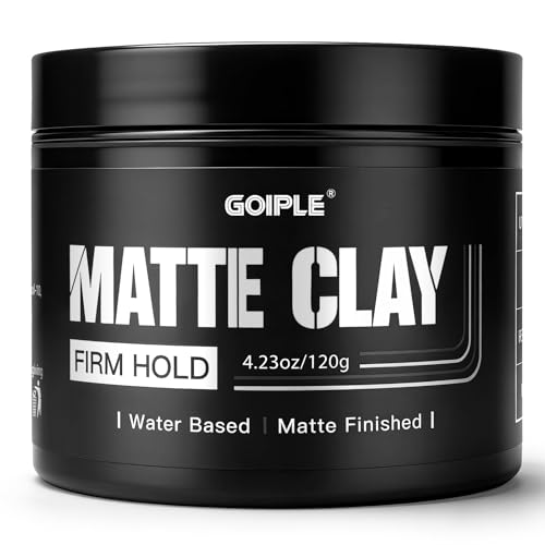 Goiple Men's Hair Styling Clay, Firm Hold, Matte Finish, Hair Clay Low Shine with Natural Ingredients, Add Volume & Texture, Men's Hair Product Ideal for All Men's Hair Types 120g (4.23oz)
