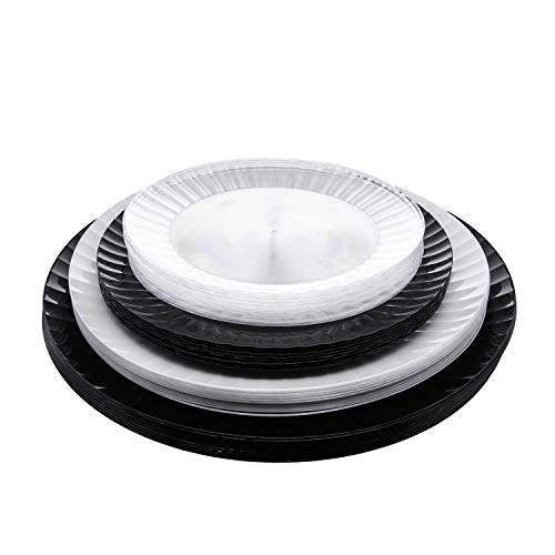 Party Essentials Deluxe Quality Hard Plastic 70 Count Round Party/Salad Plates, 7-1/2-Inch, Black