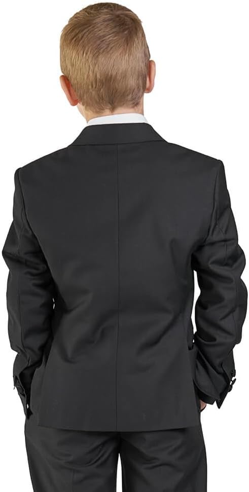 Boys Black Suit Tuxedo 5 Piece Set Notch Lapel Formal Kids Dress Vest Wedding 40301