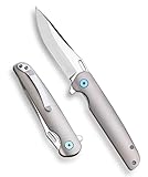 Cloongkf The pocket camping knife,Titanium Alloy Handle 3.2”blade Folding Pocket Knife with clip