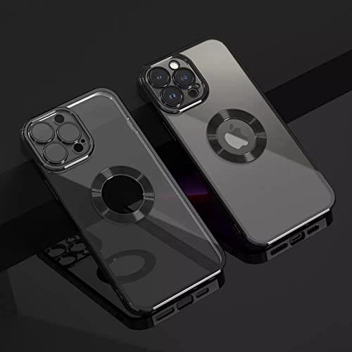 Image of MIDOS Back Cover Ring Logo Cut for Magsafe Compatible with iPhone 14 Plus Lens Protection Chrome Back Case Cover for - iPhone 14 Plus (2022) 6.7 [ Black]