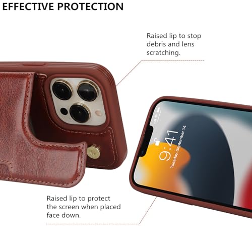 Étui portefeuille iPhone 12 Pro Max iCoverCase en cuir marron