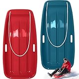 Poen 2 trineo de nieve de plástico de 35 pulgadas, trineo (azul marino y