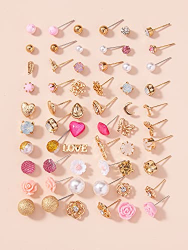 Image of Shining Diva Fashion 30 Pairs Combo Set Stylish Crystal Pearl Earrings for Women and Girls