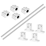 2PCS 8mmX 400mm Linear Motion Rod Shaft Guide with 4 PCS Ball Bearing & 4 PCS Aluminum Rail Support Guide Set for DIY Craft Tool