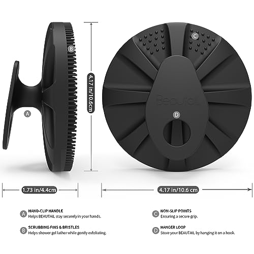 Image of Silicone Body Scrubber, Upgrade 3rd Gen Shower Bath Brush, Lather Nicely, Soft Massage Body, More Hygienic Than Traditional Loofah, Gentle Exfoliating for Sensitive Skin, 1 Pack, Black