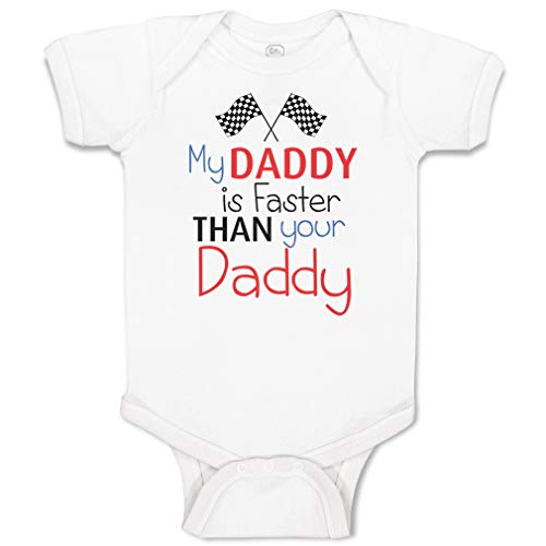 Image of Cute Rascals Baby Bodysuit My Daddy Is Faster than Your Daddy Race Car Dad Father's Day Funny Cotton