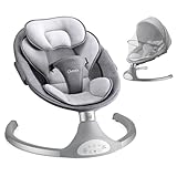 LAREX Baby Swing Infant Swing Electric Toddler Baby Rocker Portable for Newborn Boy Girl, 5 Sway Speeds with Remote Control, 10 Preset Melodies and Bluetooth, 0-6 Months Max 20 Lbs (Gray)