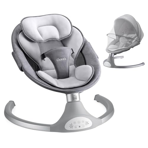 Image of LAREX Baby Swing Infant Swing Electric Toddler Baby Rocker Portable for Newborn Boy Girl, 5 Sway Speeds with Remote Control, 10 Preset Melodies and Bluetooth, 0-6 Months Max 20 Lbs (Gray)
