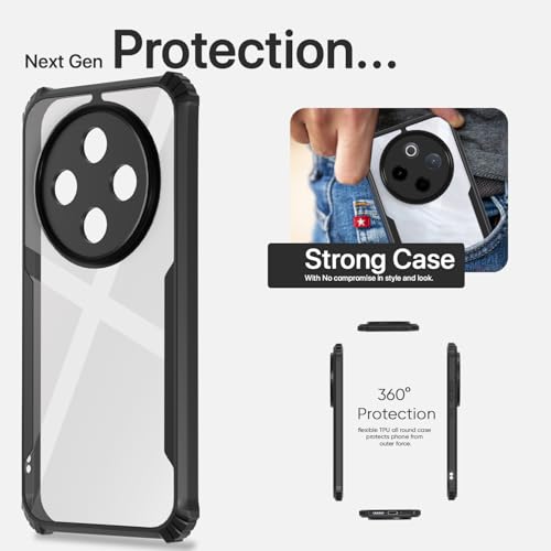 Image of Pikkme Back Cover for Vivo T4 5G / iQoo Z10 5G | Ultra Hybrid Shockproof Case | Full Camera Protection | Raised Edges | Clear Transparent Bumper Case (Black)