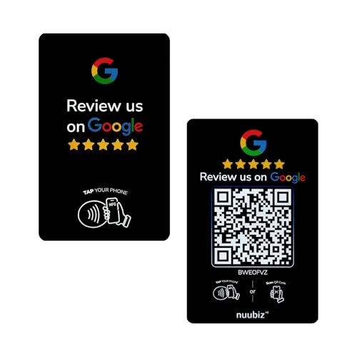 Review Tap Card for Google – NFC & QR Review Sign to Boost Reviews & Engagement – Pocket-Size(3.4"×2.1"), Reusable, Compatible with All Smartphones, No App or Fees
