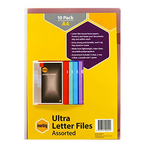 Marbig Letter File A4 Ultra Assorted Pack10