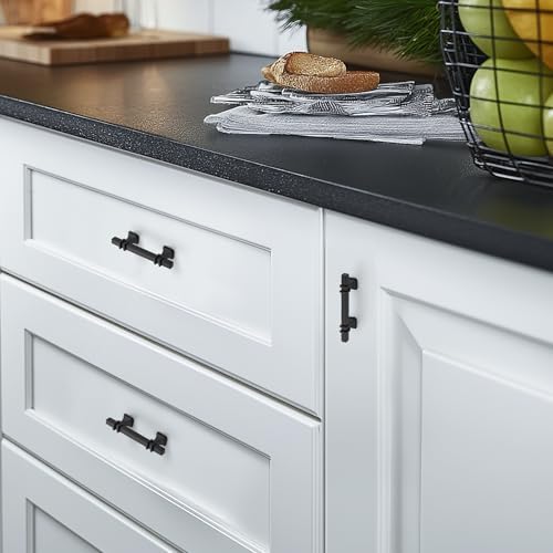HOME EDIT 30 Pack 3 inch BlackCabinet Handles Square Zinc-Alloy Pulls for Kitchen Dresser Closet and Bathroom Cabinets Hardware - 4