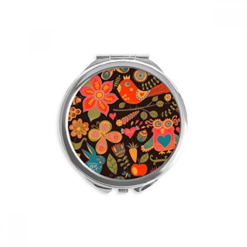 Miroir rond maquillage de poche compact multicolore avec motif animaux et fruits