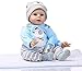 Reborn Baby Doll Vinilo de Silicona Suave 22 Pulgadas 55cm Boca magnética Realista Niño Niña Juguete Perro Azul