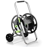 Garden Hose Reel Portable Hose Reel Cart Hold 55-100Ft of 1/2 Inch Hose, Metal Water Hose Holder with Wheels for Outside Yard Lawn
