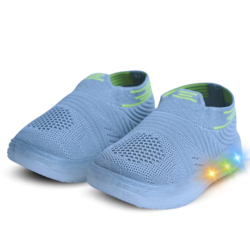 Image of Jugnu Toddler Boy's & Girl's LED Light-Up Shoes | Breathable Mesh First Walking Shoes with Soft Cushioned Insole & Stretchable Slipon Shoe for Infants & Kids (Age 18 Months to 5 Years)