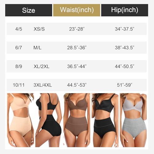 Image of UMMISS Womens Underwear Cotton High Waisted Tummy Control Panties Plus Size Full Coverage Ladies Briefs