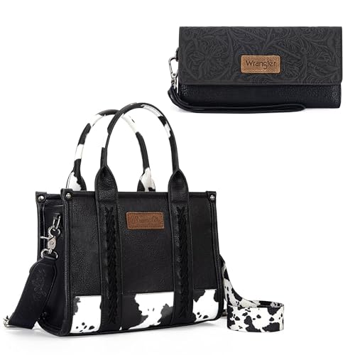 Wrangler Cow Print Tote Bags and Western Tooling Wallets for Women