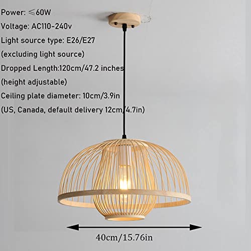 Lámpara semicircular de bambú 40 cm con cable de 120 cm y portalámparas E27 6