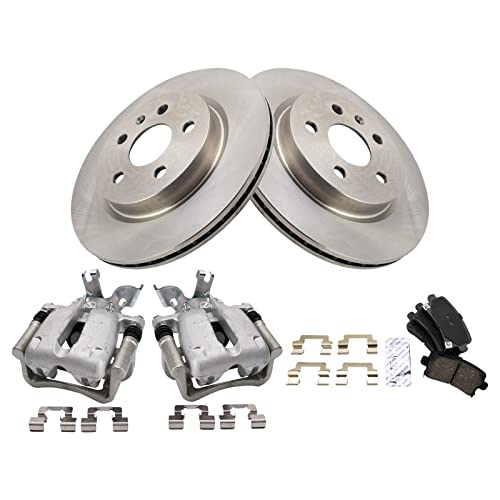 Image of TRQ Rear Brake Pad and Rotor Set Ceramic Vented Rotors Calipers | For 2014 Chevrolet Malibu 2.4L 2.5L 2015 Malibu 2.5L 2016 Limited