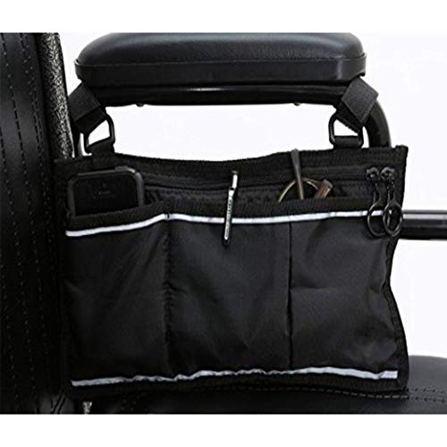 YAOBAO Wheelchair Bag Side Pouch Basket Storage Organizer Tote Pockets for Your Mobility Devices.Powered Or Electric Wheelchairs (2 Pcs) 14 X 7.5Inch,Black