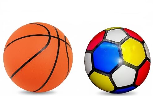 Rubber Basketball and Football Combo Pack for Children, Size 3, Multi Color, 2 Piece Set-image-26