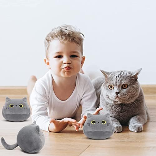 DNFASCHI Gray Cat Plush Toy, Cute Cat Stuffed Animals Plush Toy 3Pcs Gray Cat Plushie Soft Mini Cat Plush Toys for Girls Boys, Cute Stuffed Cat Doll for Birthday