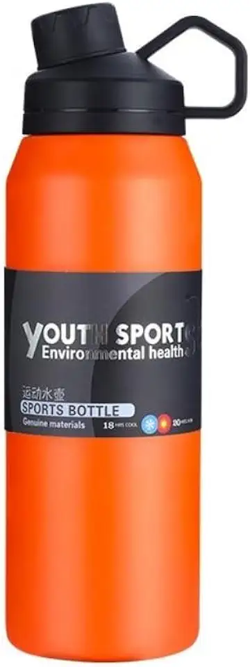 Garrafa de Água Térmica Aço Inox Esportiva Academia Isolada a Vácuo Aço Inox 304 de 800ml (LARANJA 1315)