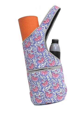 INDIAN CRAFT CASTLE Yoga Mat Bag with Large Size Zipper Pocket，Yoga Bag Adjustable Shoulder Strap- Holds More Yoga Accessories Purple