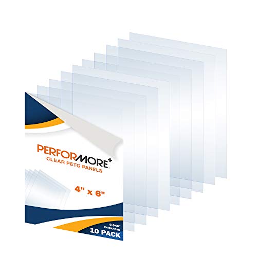 Performore 10 Pack of 4x6 Inch Plexiglass Sheet with Protective Film, 0.04" (1mm) Thick PETG Panels, Clear Acrylic Plastic Sheet - Picture Frame Glass Replacement, Flexible Acrylic Sheet