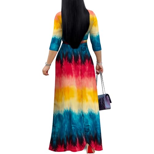 Image of PinkPatty Plus Size Maxi Dress for Women 3 /4 Sleeve Casual Long Dress | Soft stretchy fabric, functional pockets, flattering wrap v neck for vacation, casual wear and everyday styling