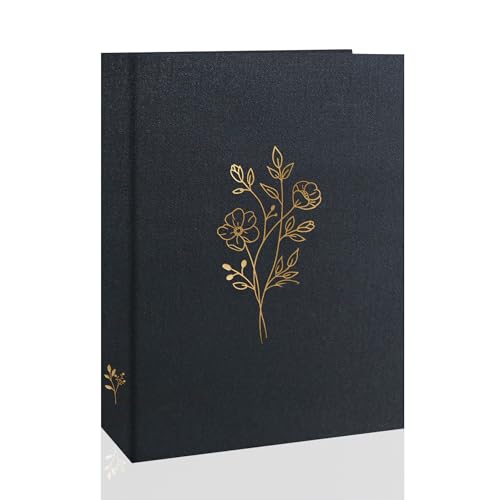 Holoary 5x7 Photo Album 100 Photos 100 Pockets Picture Album Linen Fabric Cover Big Picture Book for Photos Photo Album 5x7 for Family Weddings Travel Memories(Black)