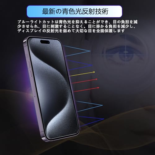 【iPhone15 専用】ガラスフィルム 15 フィルム 全面保護 アイフォン15 ガラス アイホン15 強化保護 がらす あいふおん15 ふぃるむ 画面 液晶 保護 シート 【高透過率 2枚 浮かない 指紋防止 気泡ない】