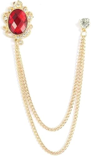 Men's High-End Elegance: Exquisite Fashion Pin Brooches for Tailored Suits - Exclusive & Premium Decorative Accessories (red)