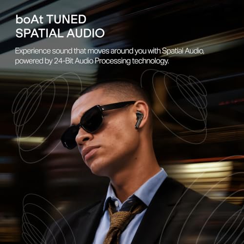 Image of boAt 2026 Launch Airdopes Prime 300 with Spatial Audio, 60 Hrs Battery, Quad Mics AI-ENx Technology, Multi Connectivity, 11mm Drivers, ASAPTM Charge, in-Ear Detection, Bluetooth v6.1 (Titanium Black)