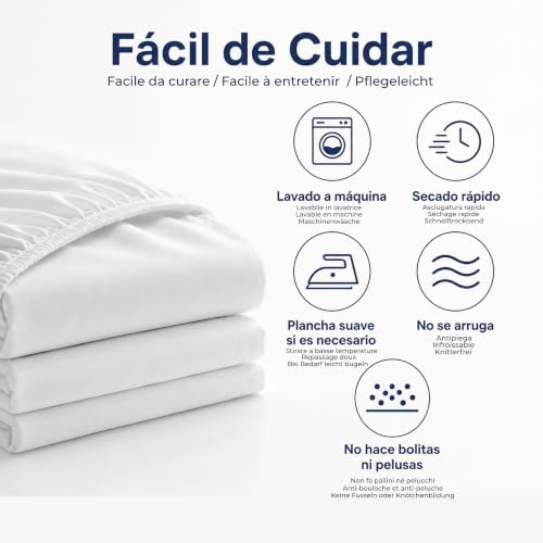 Degrees Home Collection - Sábana Bajera Ajustable 150x190x33 cm - Microfibra de poliéster, Calidad Oeko Tex sin tóxicos, Super Suave - Blanco - Imagen 7