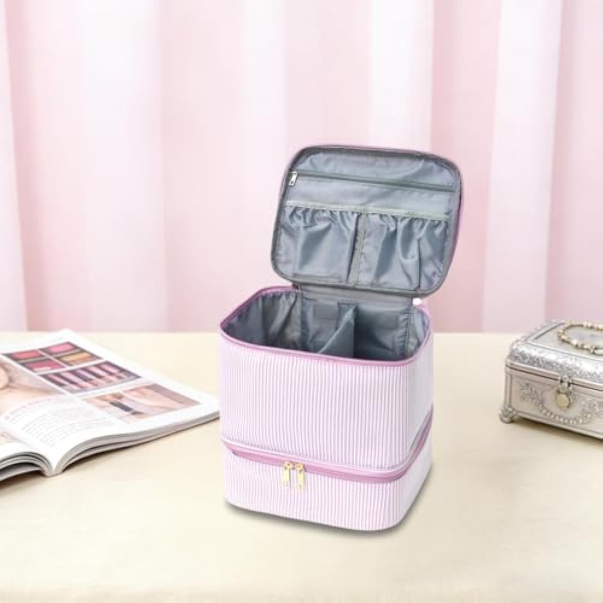 Nail Polish Carrying Case Storage Bag for Home & Camping, Pink