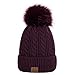 Alepo Womens Winter Beanie Hat, Warm Fleece Lined Knitted Soft Ski Cuff Cap with Pom Pom(Dark Purple)