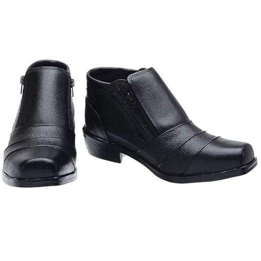 Bota Social em Couro Legítimo Fearnothi Masculina - Com Zíper Lateral para Maior Ajuste. (Preto, BR, Adulto, Numérico, M, 38)