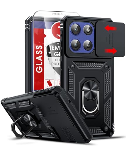 LeYi Funda para Moto G Stylus 2025: con funda deslizante para cámara y protector de pantalla, [grado militar] funda resistente a prueba de golpes con anillo magnético para MotoG Stylus 2025, color