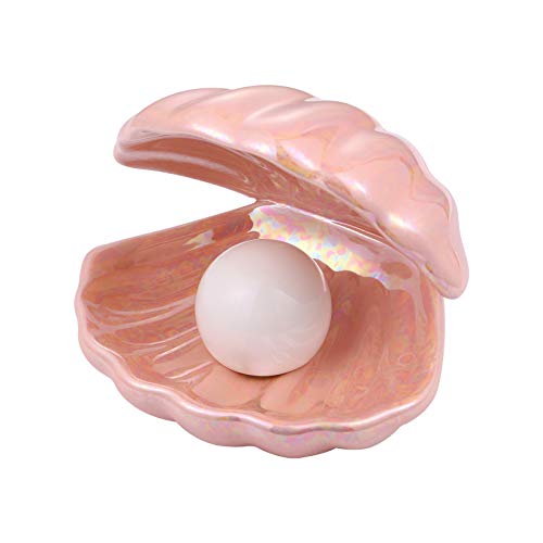 Veemoon Shell Pearl Light Sirena - Bandeja de cerámica LED para joyas