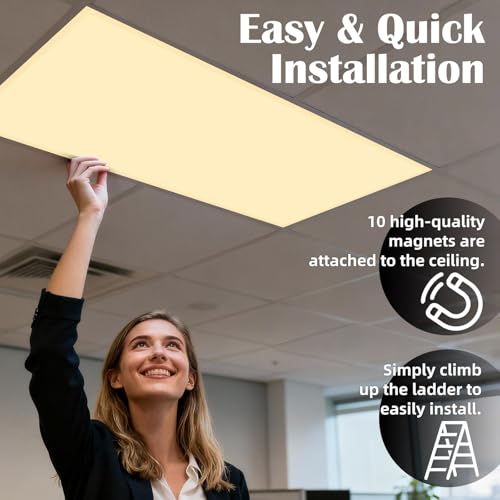 Image of ANGSYLTH 8 Pcs Fluorescent Light Covers - 4 x 2 Feet Covers for Ceiling Lights, 8 x 10 Magnetic Light Filters for Classroom, Office, Hospitals (Warm Yellow)