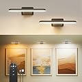 FULEN 2 Pack Picture Lights for Wall,Battery Operated Wall Sconce Rechargeable,LED Wall Light Cordless with Remote,3 Color Temperature, Art Lights for Painting,Frame,Gallery,Dartboard Lights,Black