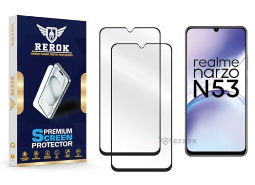 Image of Gorilla Tempered Glass Screen Protector Compatible with Realme Narzo N53 [Pack of 2] | Edge-to-Edge, Bubble-Free, Case Friendly, Easy Installation Kit