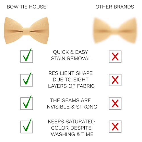 Image of Bow Tie House Mens Bowties Pre-tied Shape Clip on Bowtie Solid Men Formal Wear for kids, baby boys, toddler any age bow ties