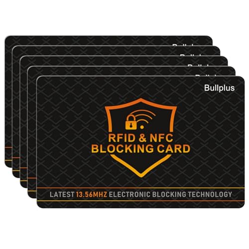 5 Pack RFID Blocking Card – One Card Protects Entire Wallet & Purse, NFC Contactless Bank Debit Credit Card Protector, Latest 13.56MHZ Electronic Blocking Technology – Slim Design for Men & Women