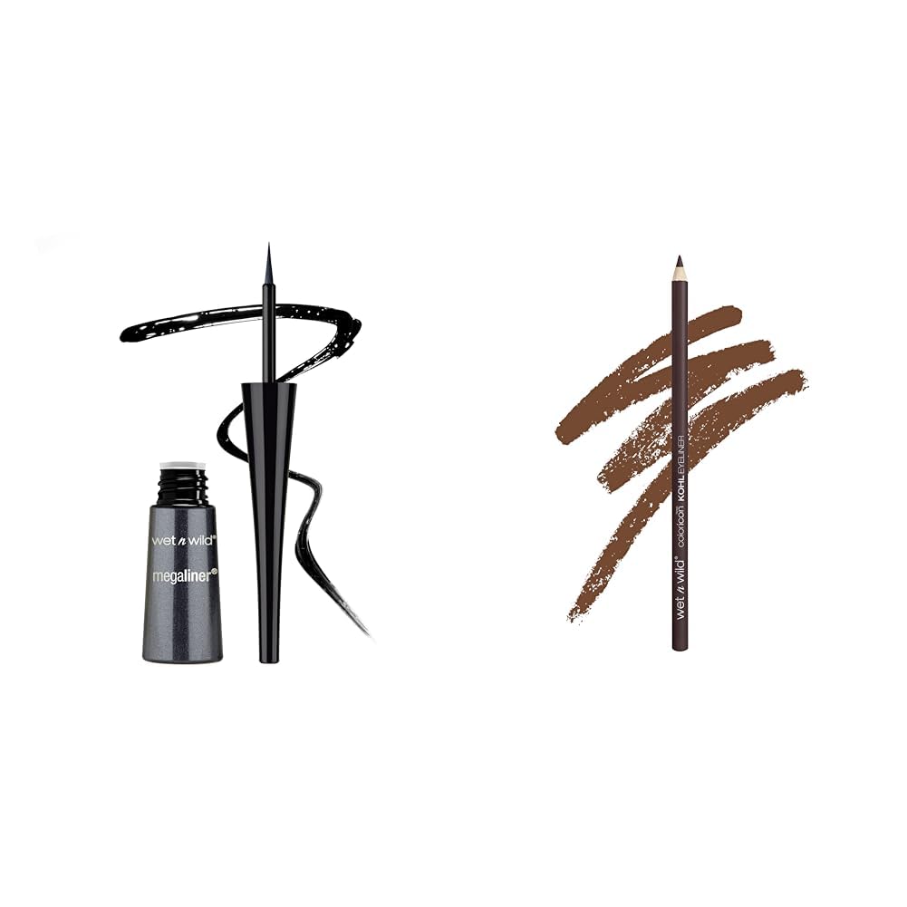 wet n wild MegaLiner Liquid Eyeliner Black and Color Icon Kohl Eyeliner Pencil Simma Brown Now Packaged