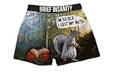 BRIEF INSANITY Comfortable Loose Fit Boxer Shorts | Lake & Woods Theme Design Graphic Boxers for Women & Men (Medium, I'm So Old I Lost My Nuts!)